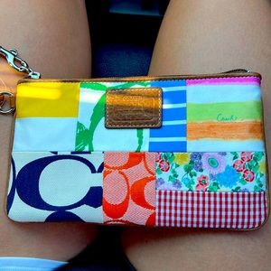 Coach multicolored wristlet authentic